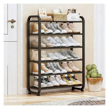 Imagem de SPXMQSS Sapateira para entrada, armário de sapatos de armazenamento multicamadas independente com economia de espaço, fácil de montar para casas de aluguel, entradas, corredores, salas de estar, preto