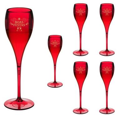 Imagem de Taça Espumante 120ml Boas Festas Brut Acrílico Premium 6pçs - NEOPLAS,