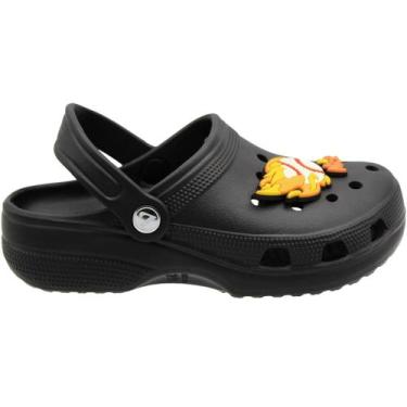 Imagem de Clog Juvenil Largo Yvate Bottons Removíveis Confortável Menino, Preto 