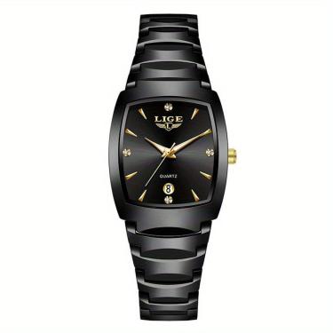 Imagem de Relógio Lige Quadrado De Moda Com Quartzo Minimalistas Preto Dourado