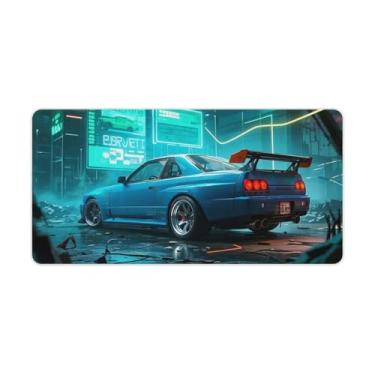 Imagem de HouLaiZhe Tapete de mouse azul JDM Car R32 Digital Ruins Cool Large Gaming Tapete de mesa base de borracha antiderrapante acessórios de computador laptop suprimentos bloco de escrita para escritório