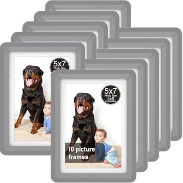 Imagem de vilkok Porta-retrato com tapete de 12 x 18 cm, instalação em 5 segundos sem ferramentas, molduras de design de segurança sem metal, molduras leves vêm em 8 cores para decoração de casa, casamento e