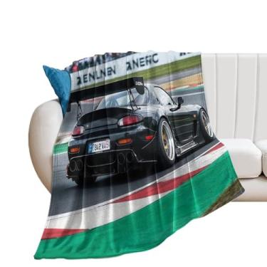 Imagem de HouLaiZhe Cobertor super macio de flanela JDM carro Rx7 na pista, cobertores refrescantes leves para sofá-cama, cadeira, sofá, carro, viagens ao ar livre, leve, quente, 178 x 203 cm