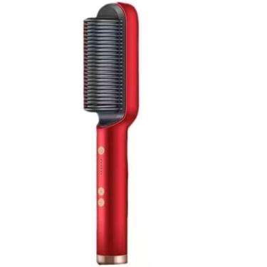 Imagem de Escova Alisadora 3 em 1 Cabelos Lisos e Brilhantes, com Tecnologia de Íons para Cabelos Lisos e Brilhantes, Alisa, Modela e Reduz Frizz(Vermelha Metálico)