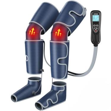 Imagem de Massageador de perna para circulação e alívio da dor elegível para FSA HSA, massagem de compressão de ar para os pés com 3 níveis de calor, 4 modos, joelho e coxa 4 em 1, terapia de aquecimento do