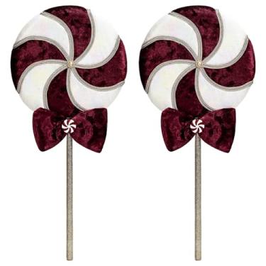 Imagem de 2 peças de decoração de palitos grandes de doces de Natal de 41 cm, sprays de pirulito de hortelã-pimenta com laço de bengala de doce, enfeites de bengala para árvore de Natal, enchimentos de vasos