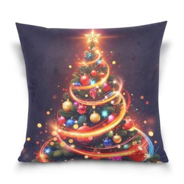 Imagem de Wassud Capa de almofada decorativa de árvore de Natal mágica, 40,6 x 40,6 cm, para sofá, casa, casa de fazenda, decoração de quarto