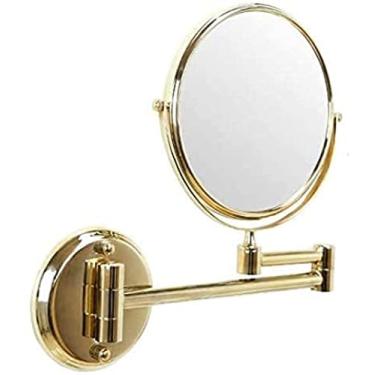 Imagem de Espelho de maquiagem montado na parede com rotação de 360 graus, ampliação 3X, espelho retrátil para penteadeira, espelho duplo