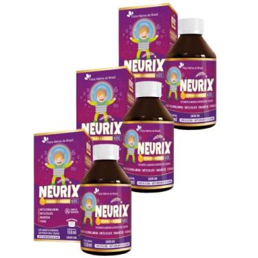 Imagem de Kit 3x Neurix (B12, Ferro,Metilfolato e Magnésio) 150ml Sabor Uva FNB 