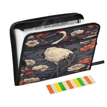 Imagem de Wassud Elegante organizador de arquivos sanfonado de guindaste com letras A4, pasta organizadora de documentos, pasta de arquivos expansível, 13 bolsos