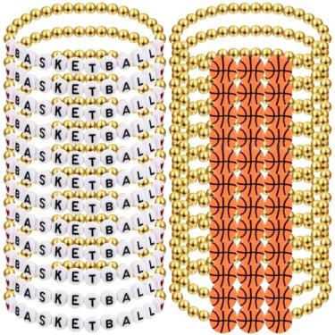 Imagem de Huquary Pacote com 24 pulseiras esportivas ajustáveis com contas de argila e letras de bola, presentes de dia para adolescentes, mulheres, homens e adultos, diameter about 7.5 inches/ 19.05 cm