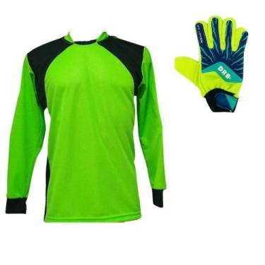 Imagem de Camisa Goleiro trb Infantil Luva DRB Azul Verde Infantil, Verde, 8