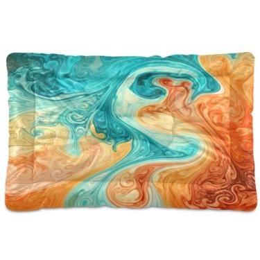 Imagem de Wassud Arte abstrata (2) cama de cachorro de corações desenhados à mão camas grandes para cães ao ar livre tapete de cama lavável para animais de estimação cama de gato para dormir viagens 45,7 cm x