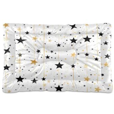 Imagem de Wassud Cama de cachorro com padrão estrelado simples, cama grande para cães ao ar livre, tapete lavável para animais de estimação, cama de gato para dormir, viagens 91 x 61 cm