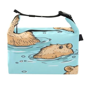 Imagem de STAYTOP Lancheira fofa capivara com fivela de alça, lancheira isolada para meninos e meninas, lancheira térmica para trabalho escolar
