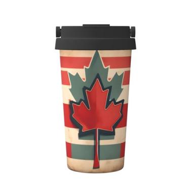 Imagem de Caneca de café isolada retrô com estampa de bandeira do Canadá em aço inoxidável para água quente e fria