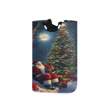Imagem de xigua Cesto de roupa suja grande para Papai Noel sentado com alça, cesto de roupas dobrável para organização de brinquedos e roupas no quarto, banheiro e lavanderia