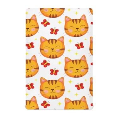 Imagem de Burbuja Lençol de berço com cara de gato para meninos e meninas, lençol com elástico 71 x 132 cm para colchões de berço padrão e infantil, macio e respirável