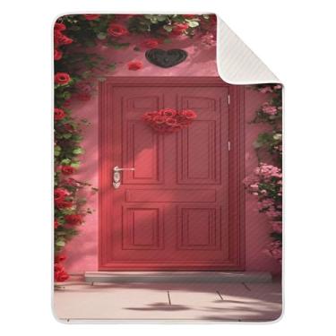 Imagem de xigua Cobertor de bebê de porta com rosas, cobertor de algodão para bebês, cobertor leve e macio para berço, carrinho de bebê, cobertores de berçário, 76 x 101 cm