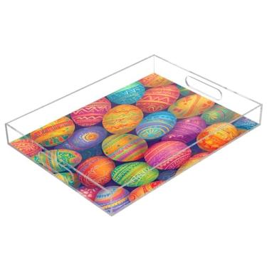 Imagem de STAYTOP Linda bandeja de acrílico para servir ovos de Páscoa, 15,7 x 11,20 cm, bandejas decorativas à prova de derramamento, organizador de bancada para café da manhã, chá, comida, maquiagem