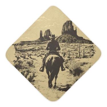 Imagem de STAYTOP Toalhas de bebê vintage com capuz de musselina de caubói do deserto, toalha de banho super macia, toalhas de banho absorventes para banho unissex recém-nascido 89 x 89 cm