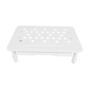 Imagem de Heayzoki Suporte Ajustável para Computador, Aço Carbono Resistente de 20 Kg Com Gaveta Ergonômica e Orifícios de Ventilação, para Armazenamento de Monitor de Impressora de Laptop (Branco)