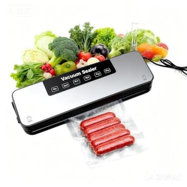 Imagem de Seladora a vácuo eficiente de 75 Kpa para alimentos | Máquina multifuncional 6 em 1 com temporizador digital, configurações de seco/úmido, cortador integrado + 10 sacos de vácuo (prata)