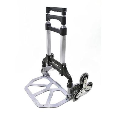 Imagem de Carrinho Mão Dobrável Transporte Carga Até 75kg De Alumínio(Cinza)