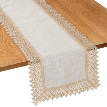 Imagem de Caminho De Mesa Renda Guipir Poli-Bambu 40x225cm Sofisticado