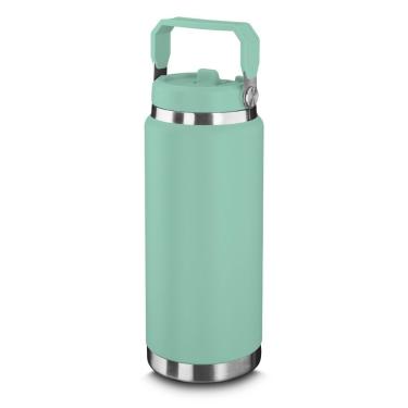 Imagem de Garrafa Térmica Parede Dupla Em Aço Inox Verde 900ml Com Alça
