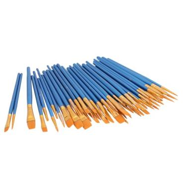 Imagem de SIWOTED 50Pcs Conjunto de pincéis de cerdas de nylon Vários modelos Conjunto de pincéis de arte de forte adsorção para pintura a óleo em aquarela