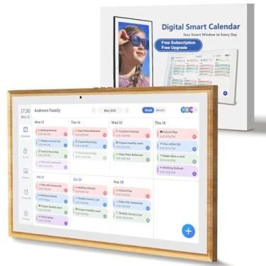 Imagem de JSUSOU Calendário digital inteligente de 15,6 polegadas com tela sensível ao toque - organizador familiar de montagem em 3 modos de geladeira, parede e mesa, assinatura gratuita, sincronização de