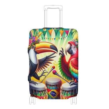 Imagem de Joisal Cool Suitcase Covers Protetor de bagagem personalizado elástico brasileiro carnaval festa férias essenciais manga de mala, P, serve para capa de 45-50 centímetros, Festa de carnaval brasileiro