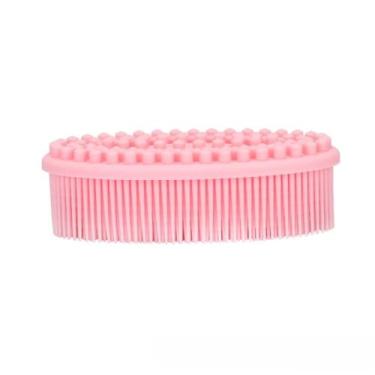 Imagem de Esfregão corporal de silicone macio com cerdas suaves para um toque sensorial relaxante e confortável cuidado diário de banho rosa