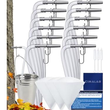 Imagem de CIMALAB Kit de batida de xarope de bordo (conjunto de 12), kit de batida de árvore de bordo, inclui 12 torneiras de xarope de bordo de aço inoxidável, 12 tubos de xarope de bordo, 3 filtros de seiva