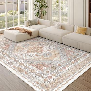 Imagem de zesthome Tapetes de área de 12 x 20 cm – Tapete ultrafino para lavagem, resistente a manchas, antiderrapante para sala de estar, quarto, tapete vintage para decoração de casa (laranja, 1,5 x 20 cm)