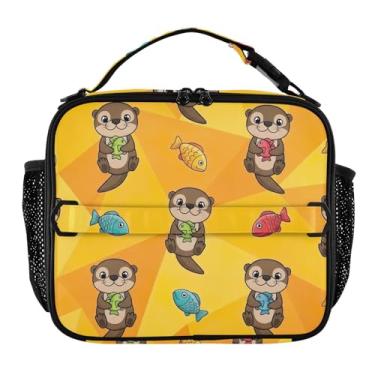 Imagem de Joisal Lancheira fofa de desenho animado colorida laranja para mulheres, meninas, lancheira masculina e infantil, lancheira para trabalho, bolsa térmica térmica para escola