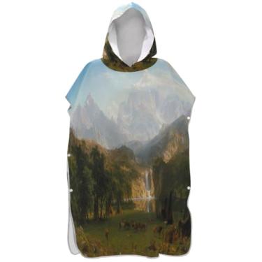 Imagem de Joisal Paisagem Montanhas Rochosas Poncho de Surf para Adultos Trocador Plus Size Adulto Ponchos para Mulheres Com Capuz Toalha de Natação Bonito