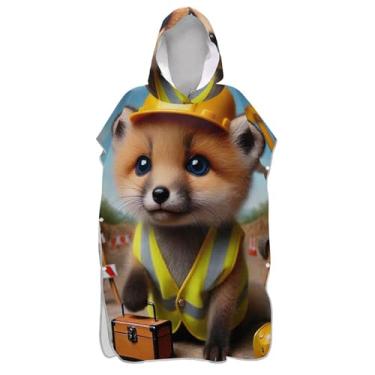 Imagem de TSENQUE Roupão bonito e vívido guaxinim surfe trocador para adultos toalha de banho com capuz praia vestível ponchos femininos com capuz