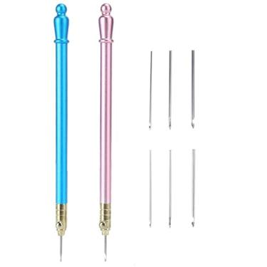 Imagem de Naroote Conjunto Resistente de Gancho de crochê para Bordado para Artesanato de Costura, Cabo Ergonômico de Aço Inoxidável, 6 Agulhas, para tricô Doméstico e Artesanato Feito à Mão