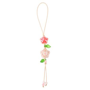 Imagem de Charme Telefone Fofo Flor, Rosa Pulseira Telefone Flor com Miçangas Acessórios Celular Estéticos para Mulheres Kawaii Y2K Bolsa Chaveiro Câmera Presente Pingente