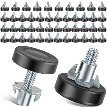 Imagem de Pacote com 48 pés ajustáveis de nivelamento de móveis com porcas de atolamento, parafusos de pés para niveladores de rosca de 1/10.2 cm para mesa, armário e pernas de cadeira, proteção de chão contra