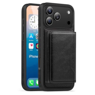 Imagem de LYJSMGZ Capa carteira para iPhone 17 Pro Max/Air/17 Pro/17, flip de couro com bloqueio de RFID, compartimentos para cartões, proteção militar, capa interna de proteção total, preta, 17 Air