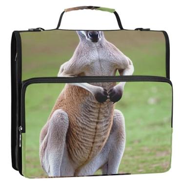 Imagem de Organizador de fichário de boxe canguru com zíper com 3 anéis de 3 cm D com alça para escola, vários bolsos, pasta grande para portfólio