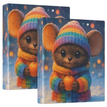 Imagem de Fichários personalizados de orelhas redondas de criatura peluda de 3 cm com 3 anéis para 200 folhas, portfólio de pastas, 31,5 x 27 x 6 cm, 1 pacote