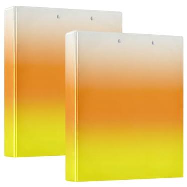Imagem de Fichários de 3 anéis de 3 anéis laranja e amarelo gradiente, 200 folhas, fofo, prancheta, floral, redondo, fichário, 31,5 x 27 x 6 cm, 1 pacote