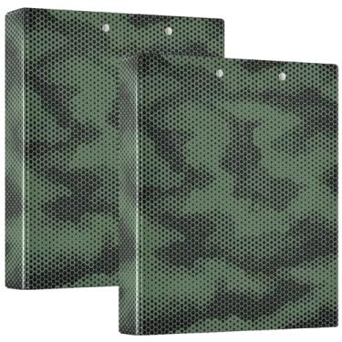Imagem de Fichário de 3 anéis verde camuflagem exército 3,8 cm comporta 200 folhas, fichário bonito para portfólio redondo, 31,5 x 27 x 6 cm, 1 pacote