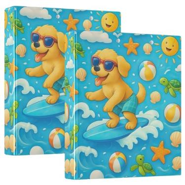 Imagem de Fichário Playful Golden Retriever para filhotes de 3,8 cm, 3 anéis, comporta 200 folhas, fichário fofo para prancheta, 31,5 x 27 x 6 cm, 1 pacote