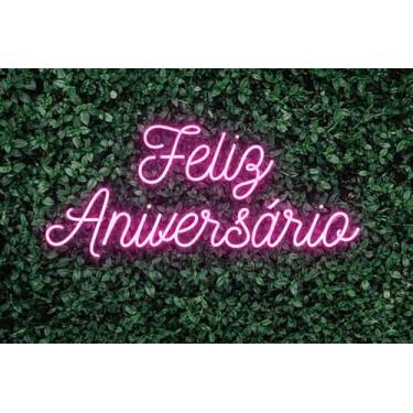 Imagem de Painel Acrílico Neon Led Feliz Aniversário 127/220v (Rosa)
