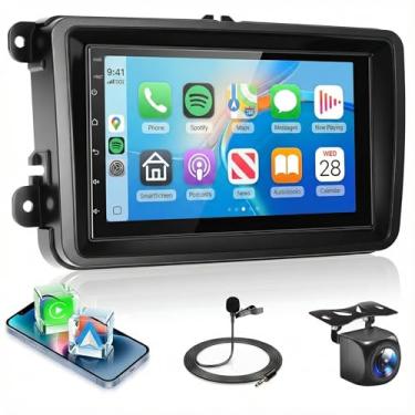 Imagem de 4 núcleos 4G + 64G Android 15 estéreo automotivo para VW Passat Jetta Tiguan Golf MK5 MK6 T5 EOS Polo, navegação GPS 5G-WiFi sem fio CarPlay, Android Auto, tela sensível ao toque de 7 polegadas